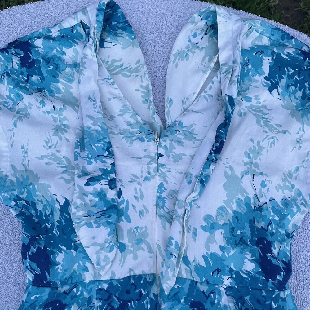 Flared Anabelle Dress Women's 2 Maple White Blue Cotton Vintage Anthropologie - Picture 4 of 16